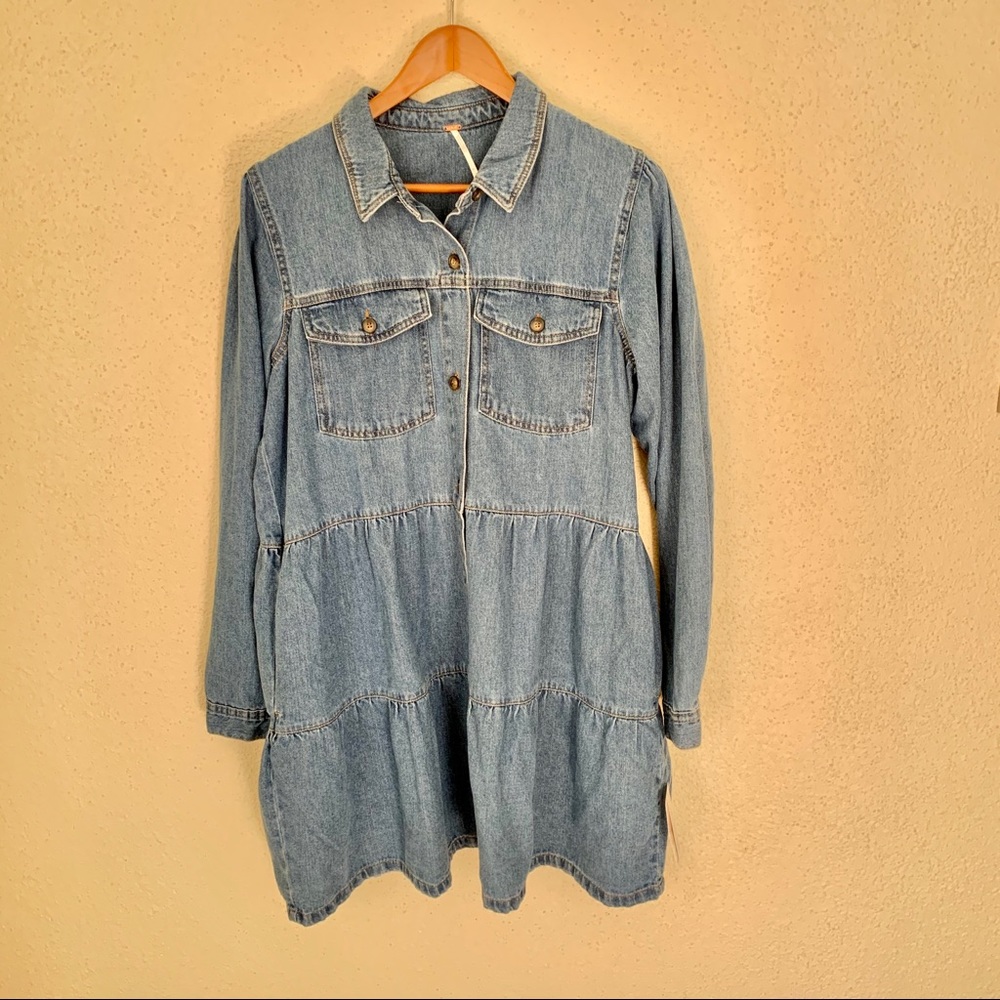 FREE PEOPLE Nicole Boho Denim Dress | XL | NWT - Picture 5 of 7